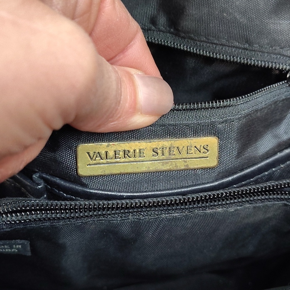 Valerie Stevens Crossbody Satchel Bag Black Zip Around Detachable Strap Vintage - Picture 9 of 12